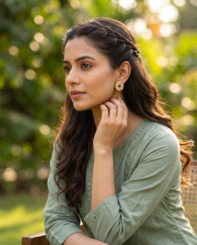 Mayura Crystal Peacock Stud Earrings Main Image