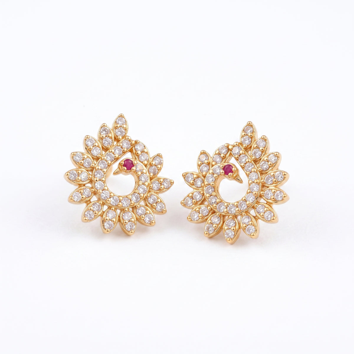 Mayura Crystal Peacock Stud Earrings