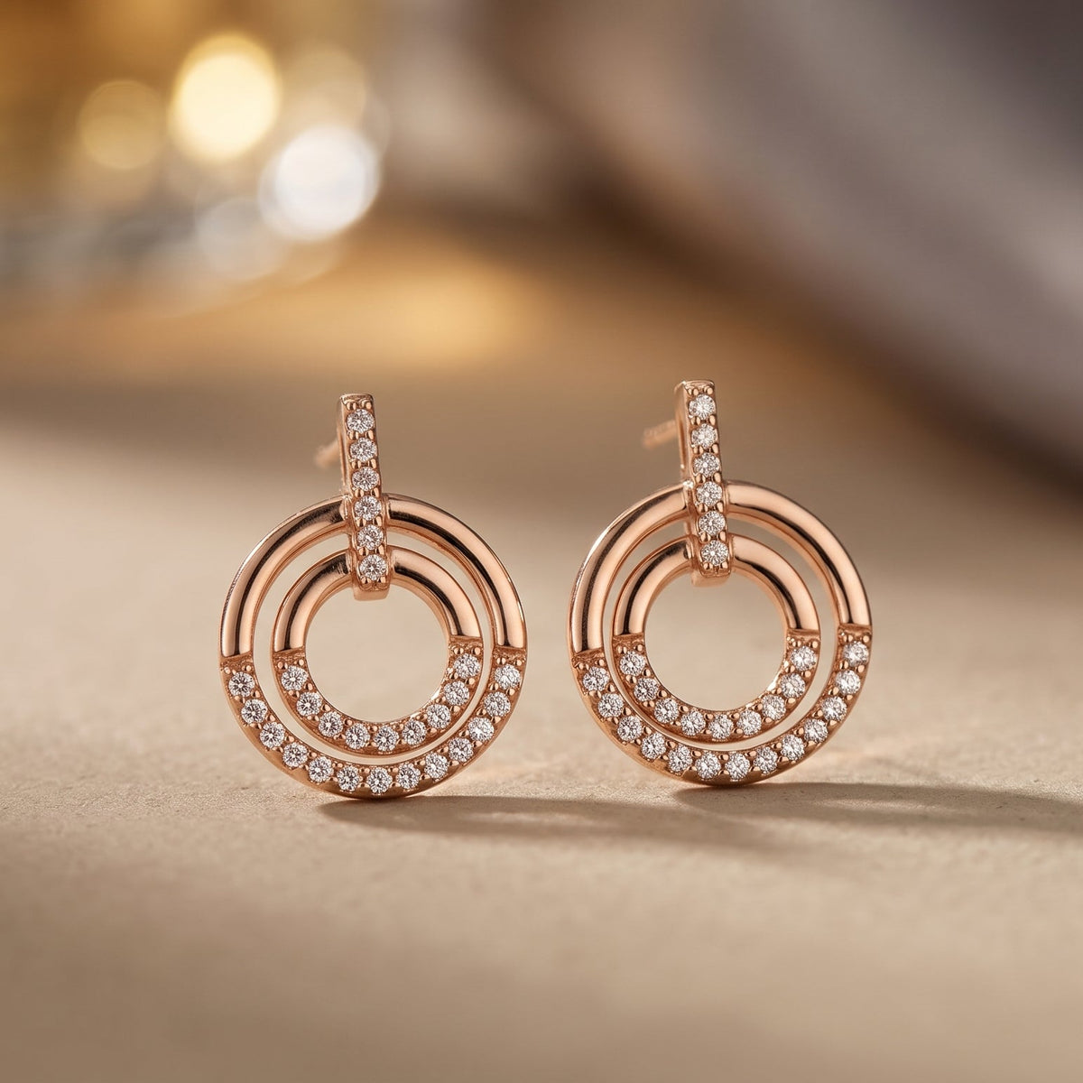 Celeste Double-Circle Crystal Drop Earrings