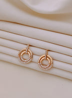 Celeste Double-Circle Crystal Drop Earrings