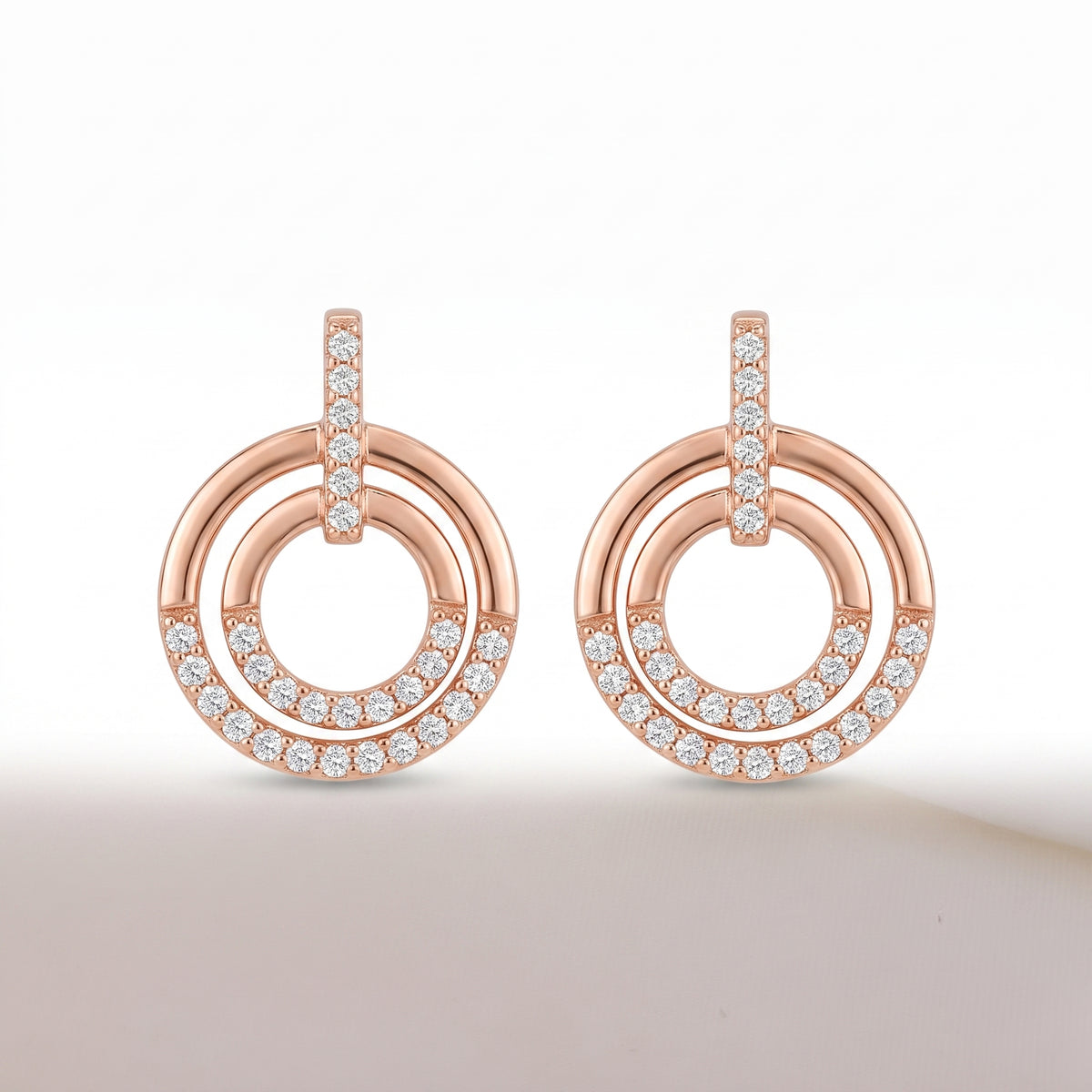 Celeste Double-Circle Crystal Drop Earrings