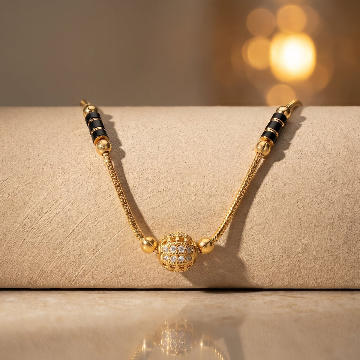 Vritika Crystal Orb Black Bead Mangalsutra