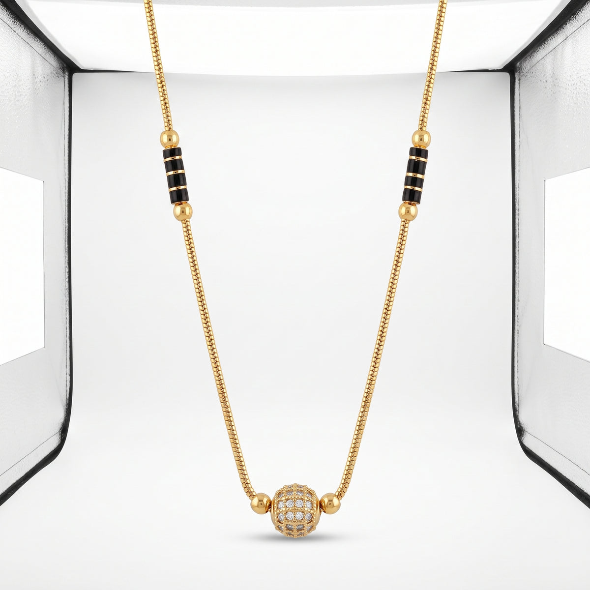 Vritika Crystal Orb Black Bead Mangalsutra