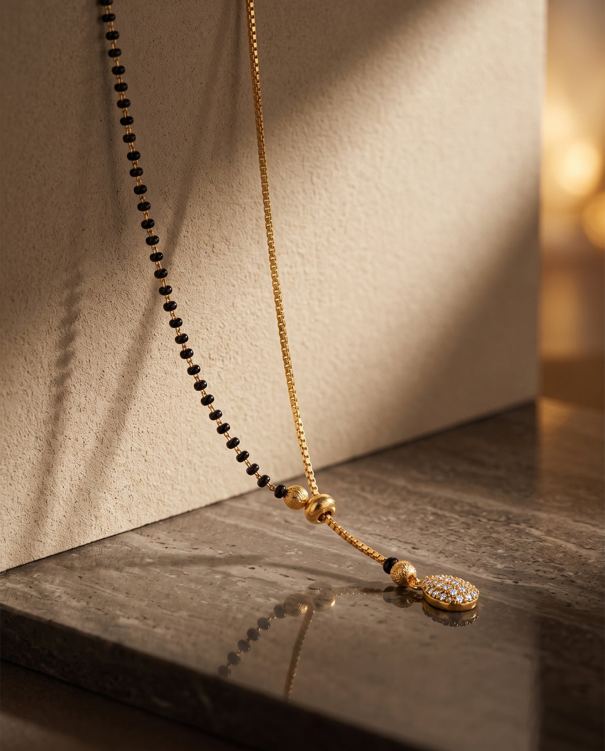 Aarika Teardrop Black Bead Mangalsutra