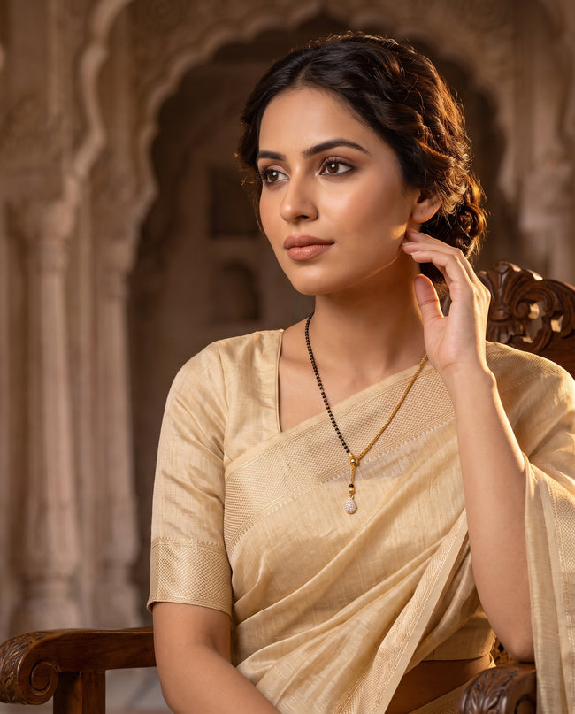 Aarika Teardrop Black Bead Mangalsutra Main Image