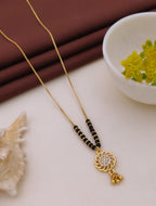 Avira Floral Charm Black Bead Mangalsutra