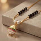Mehira Multicolour Teardrop Black Bead Mangalsutra