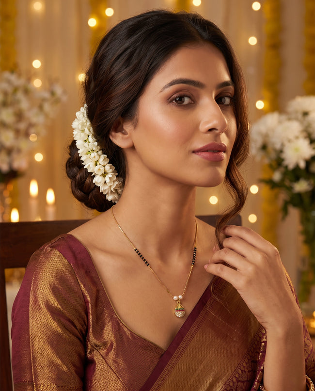 Mehira Multicolour Teardrop Black Bead Mangalsutra Main Image