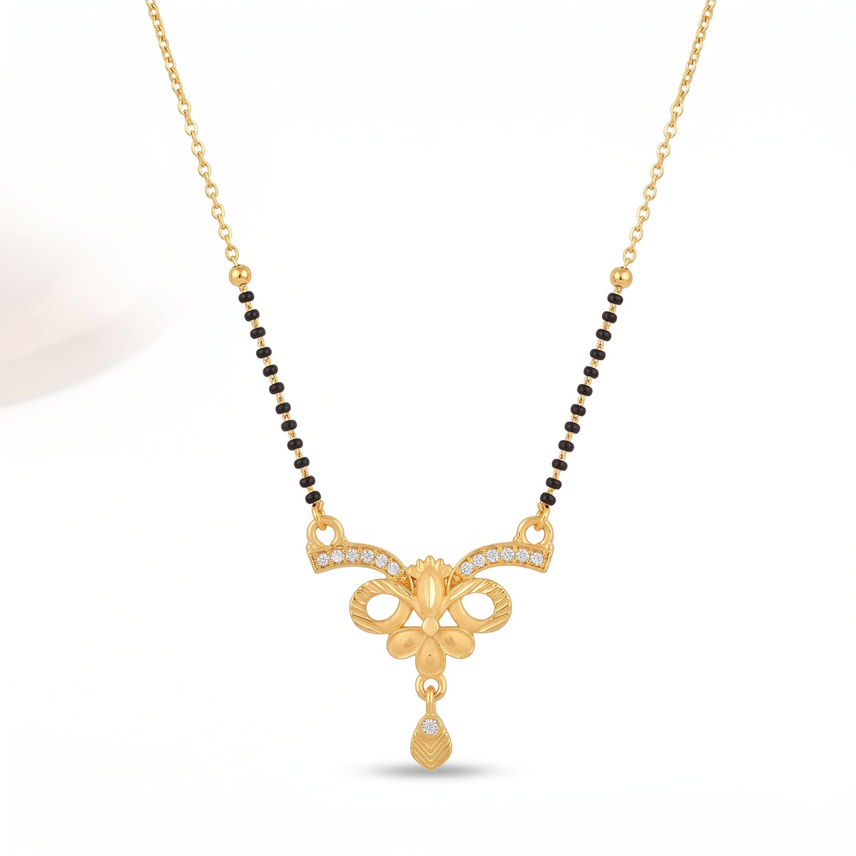 Mayuri Crystal Peacock Black Bead Mangalsutra