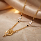 Vanya Floral Crystal Black Bead Mangalsutra