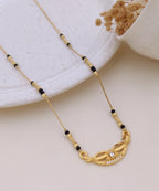 Ishani Crystal Leaf Black Bead Mangalsutra