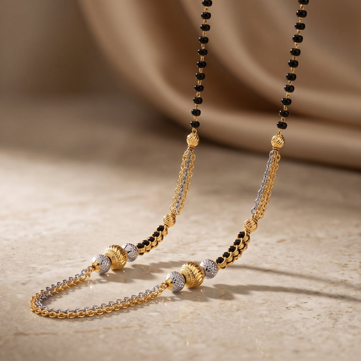 Tavisha Two-Tone Layered Black Bead Mangalsutra