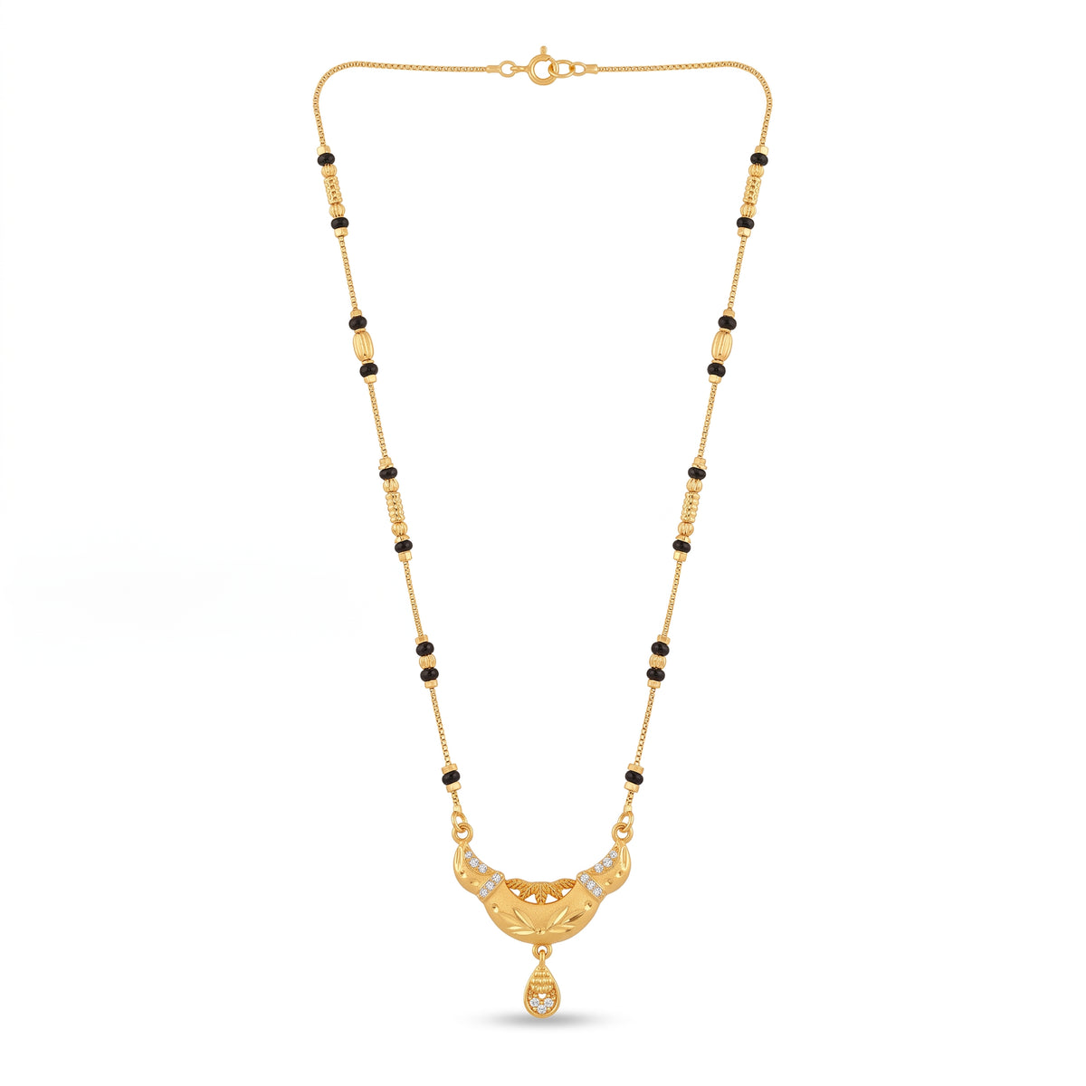 Anvaya Crystal Crescent Black Bead Mangalsutra