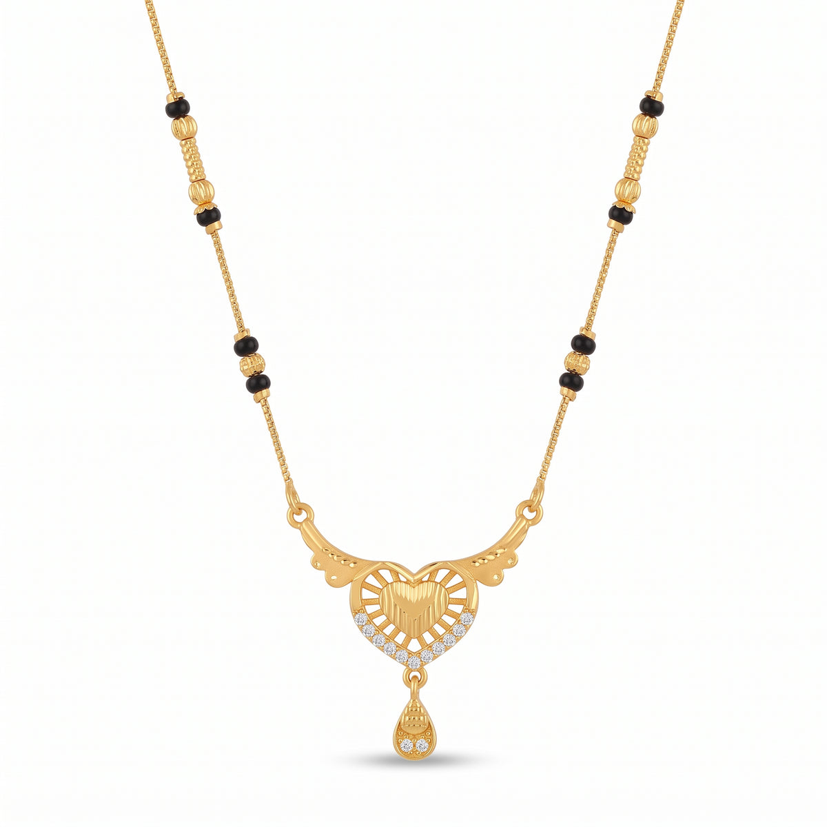 Hridaya Crystal Heart Black Bead Mangalsutra