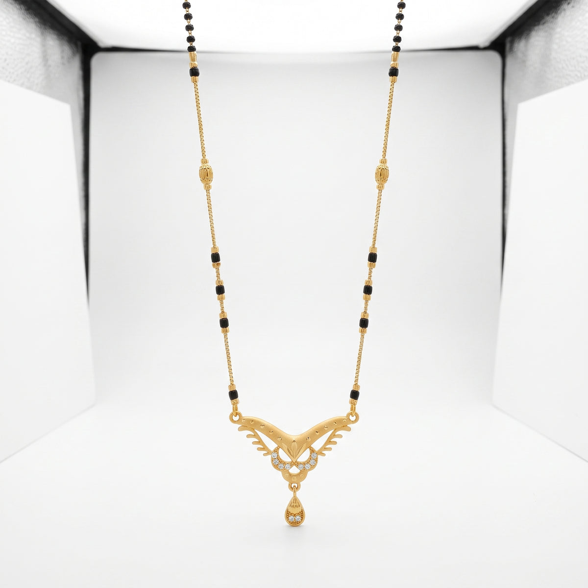 Aarini Crystal Wing Black Bead Mangalsutra