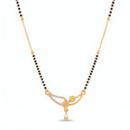 Avira Crystal Leaf Black Bead Mangalsutra