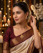 Floral Motif Pendant Necklace & Matching Earrings Set