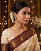Aaradhya Fan Charm Gold-Tone Necklace & Earrings Set