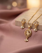 Meher Floral Oval Gold-Tone Necklace & Earrings Set