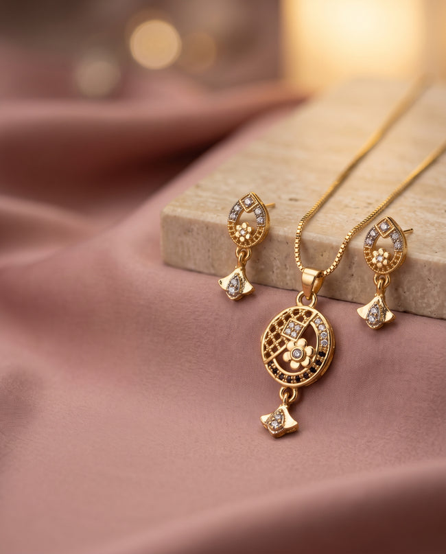 Meher Floral Oval Gold-Tone Necklace & Earrings Set Hover Image