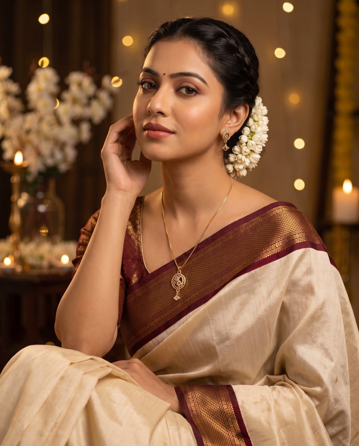 Meher Floral Oval Gold-Tone Necklace & Earrings Set