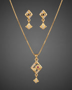 Anaya Floral Diamond Charm Gold-Tone Necklace & Earrings Set
