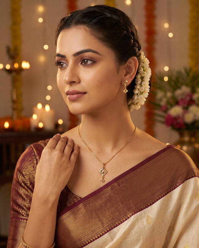 Anaya Floral Diamond Charm Gold-Tone Necklace & Earrings Set Main Image