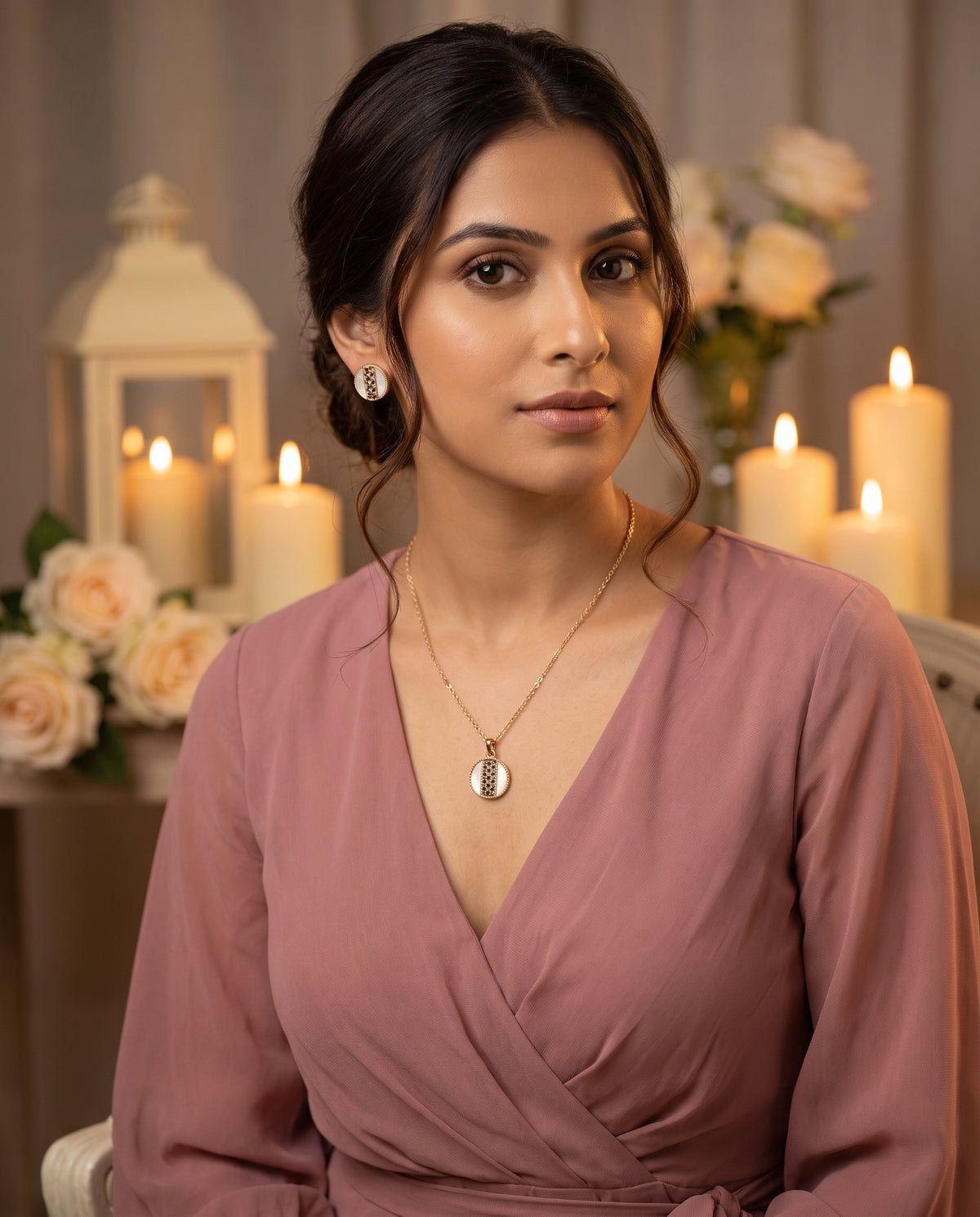 Aurelia Circle Accent Gold-Tone Necklace & Earrings Set