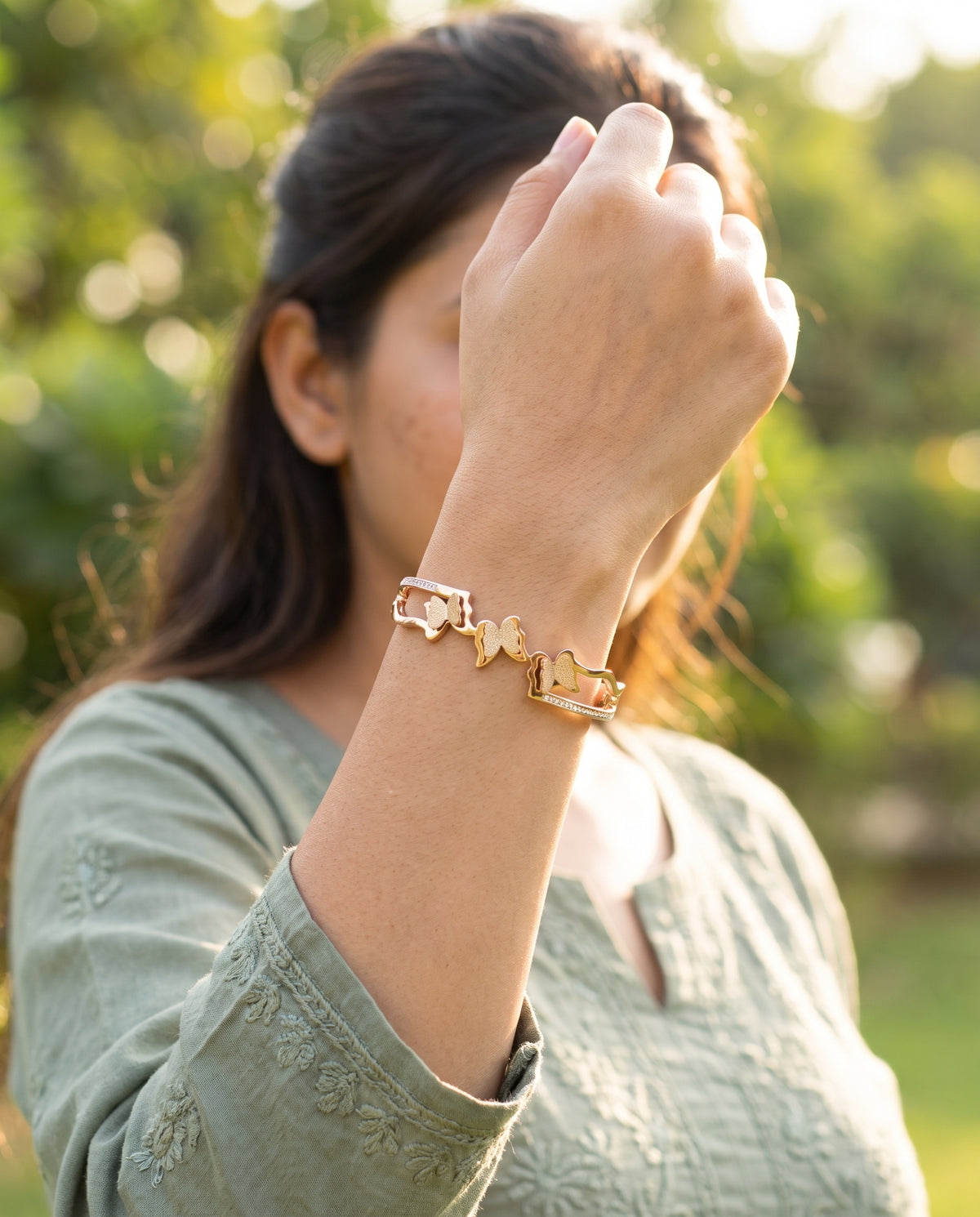 Aurelia Butterfly Gold-Tone Open Cuff Bracelet