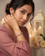 Elara Infinity Link Gold-Tone Open Cuff Bracelet