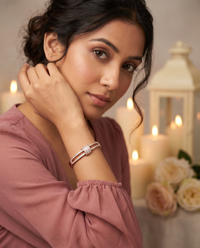 Elara Infinity Link Gold-Tone Open Cuff Bracelet Main Image