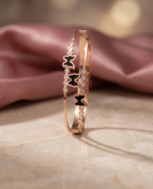 Serena Butterfly Trio Rose-Gold Tone Bracelet Hover Image