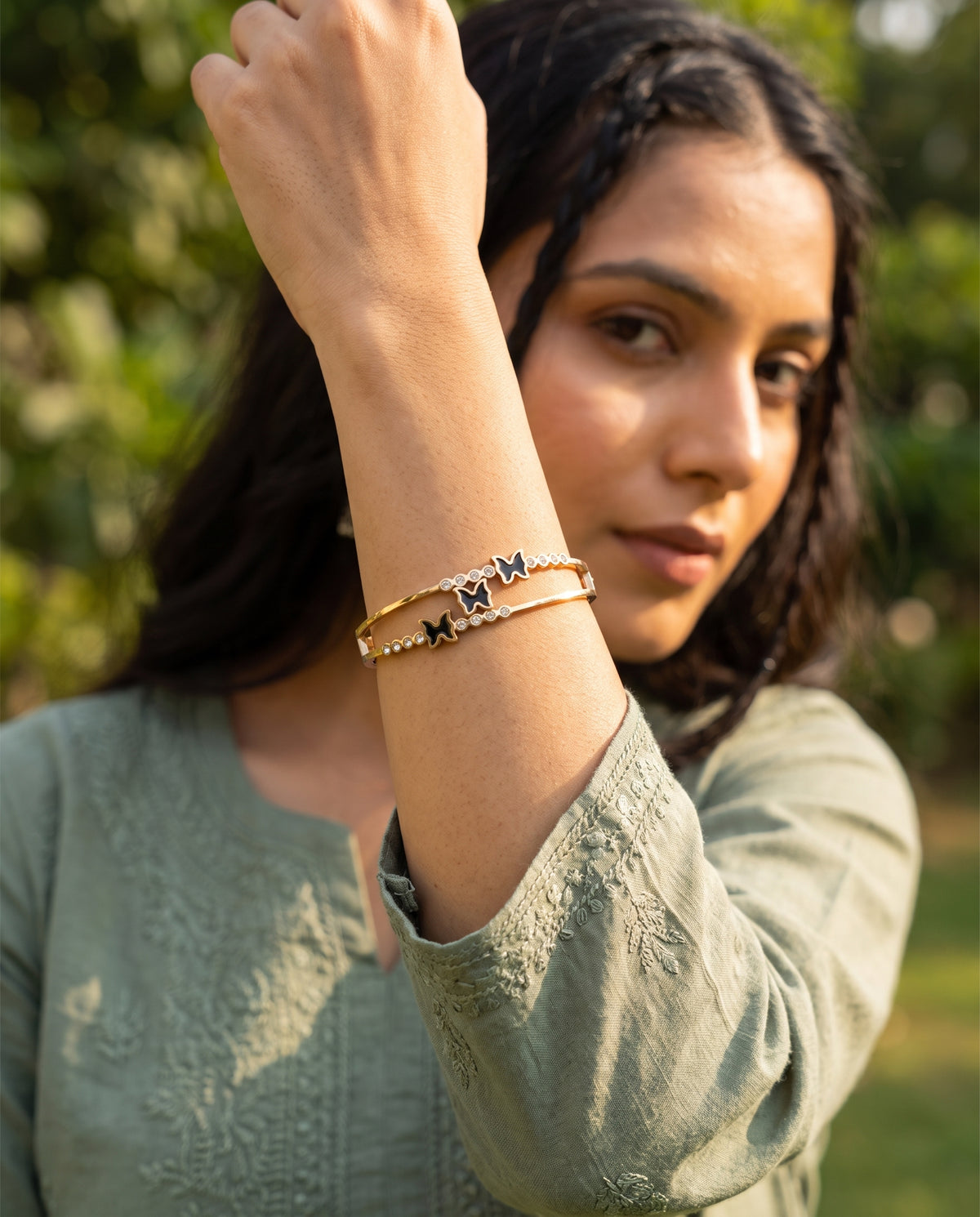 Serena Butterfly Trio Rose-Gold Tone Bracelet