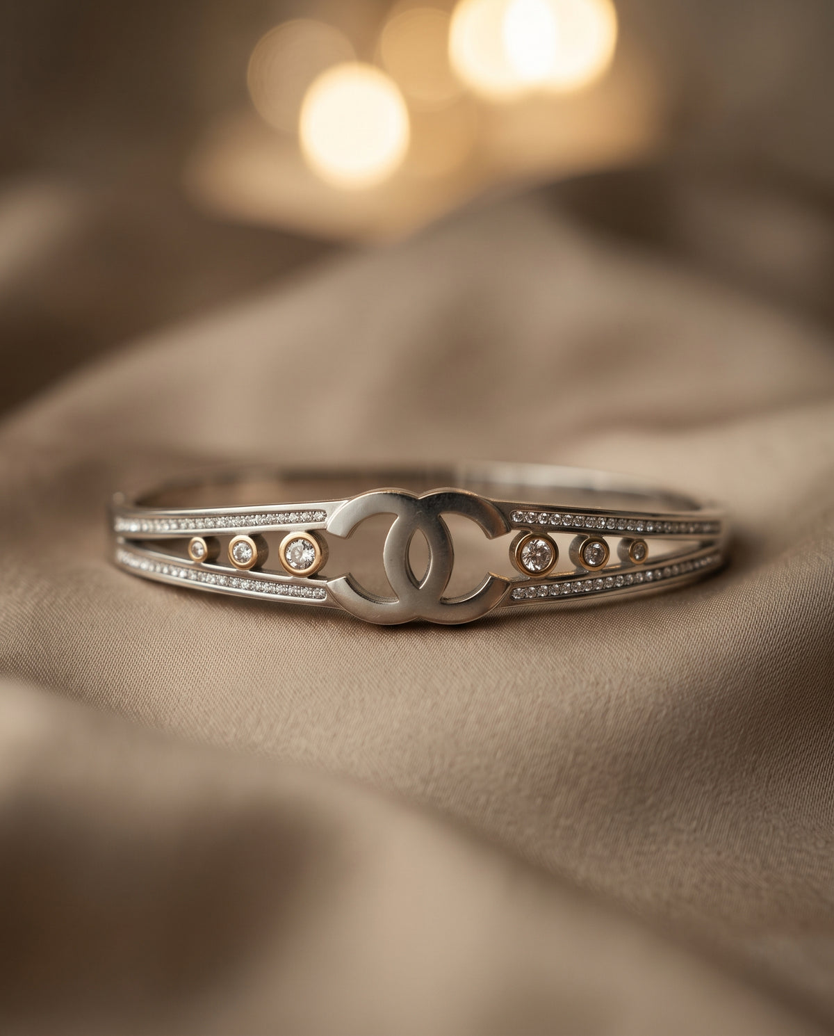 Elara Interlock Gold-Tone Open Cuff Bracelet
