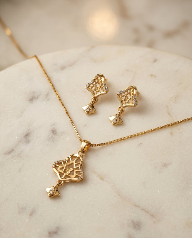 Aarika Heritage Gold-Tone Necklace & Earrings Set Hover Image