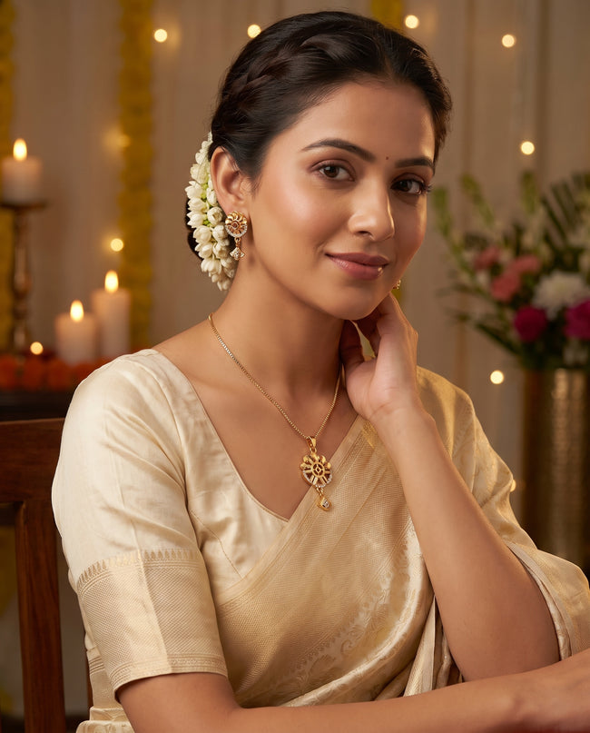 Gulika Floral Charm Gold-Tone Necklace & Earrings Set Main Image