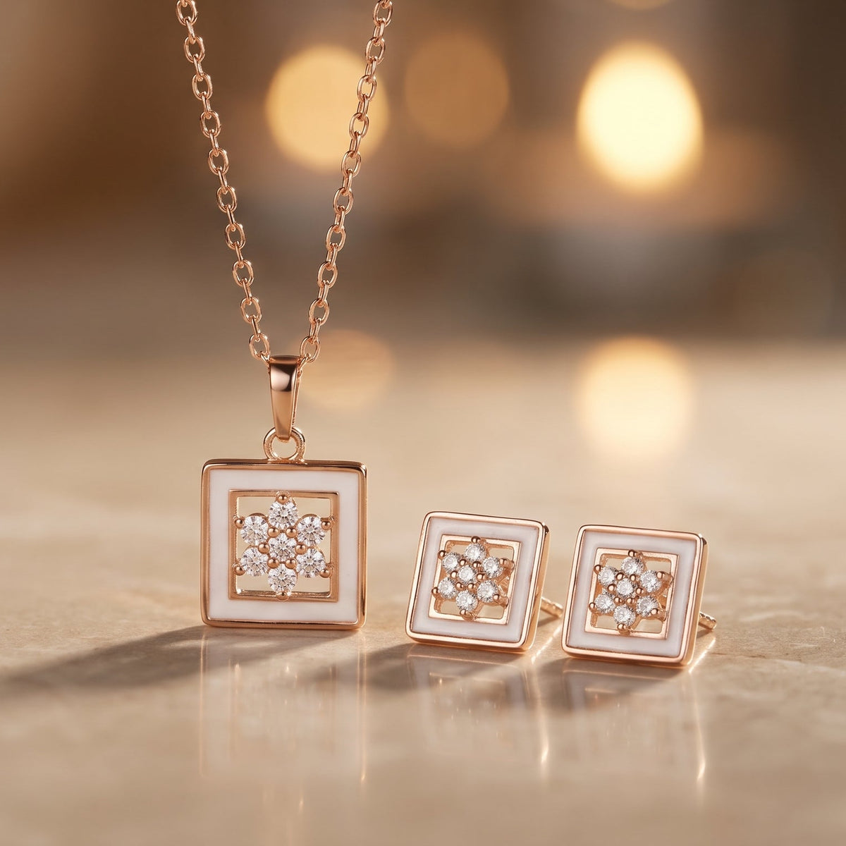 Elira Geometric Crystal Necklace Set