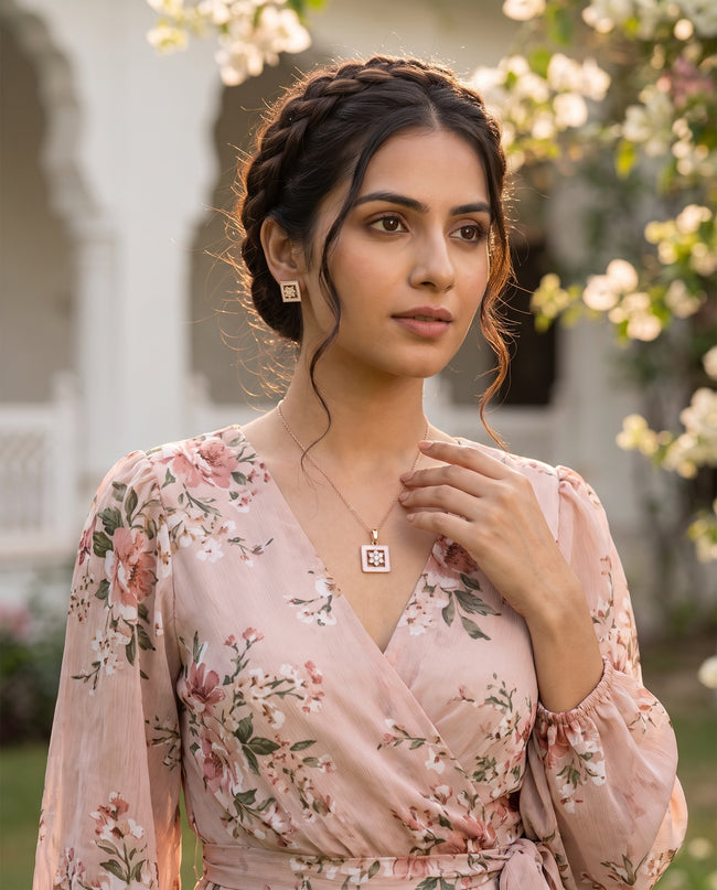 Elira Geometric Crystal Necklace Set Main Image
