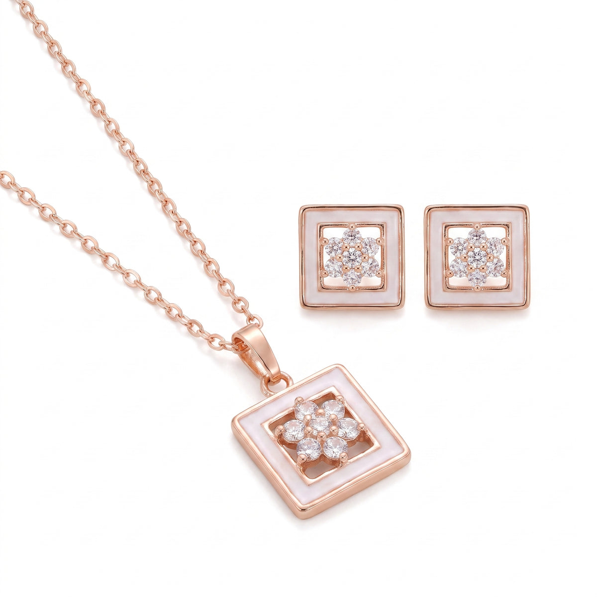 Elira Geometric Crystal Necklace Set