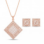 Aurelia Rose Gold Crystal Square Necklace Set