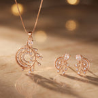 Elara Rose Gold Crystal Vine Necklace Set