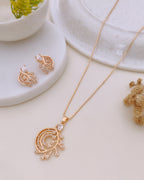 Elara Rose Gold Crystal Vine Necklace Set