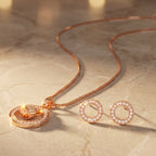 Celeste Rose Gold Crystal Circle Necklace Set