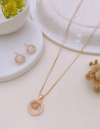 Celeste Rose Gold Crystal Circle Necklace Set