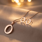 Alora Rose Gold Oval Pendant Necklace Set