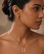 Alora Rose Gold Oval Pendant Necklace Set