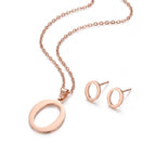 Alora Rose Gold Oval Pendant Necklace Set