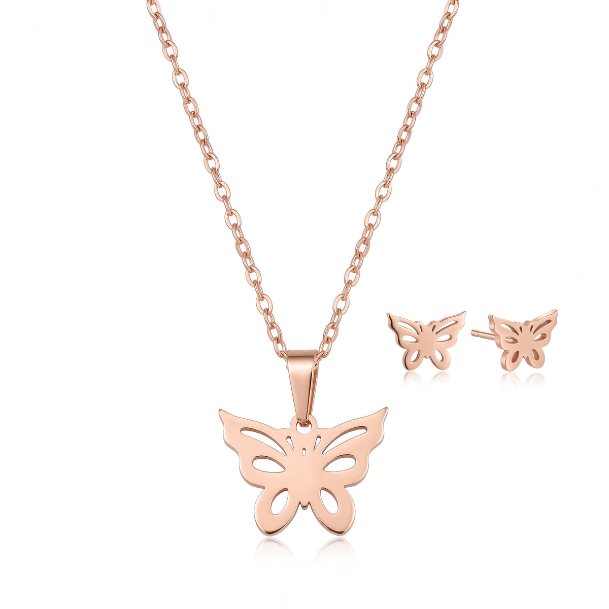 Mariposa Rose Gold Butterfly Necklace Set