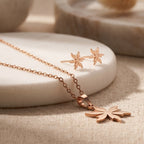 Kaia Rose Gold Leaf Necklace Set