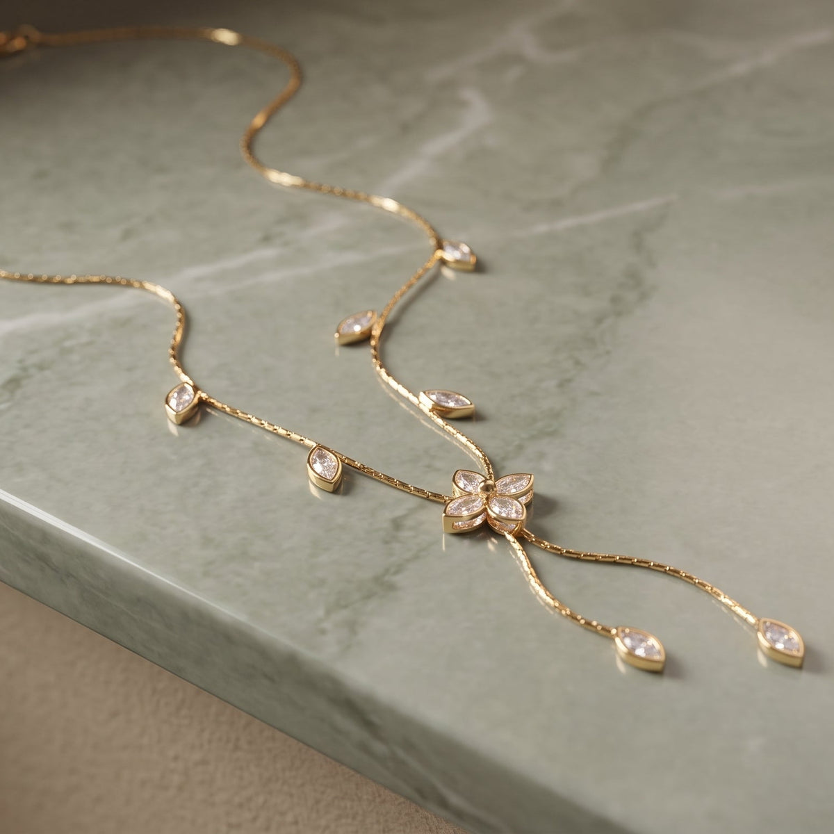 Elina Crystal Blossom Drop Necklace